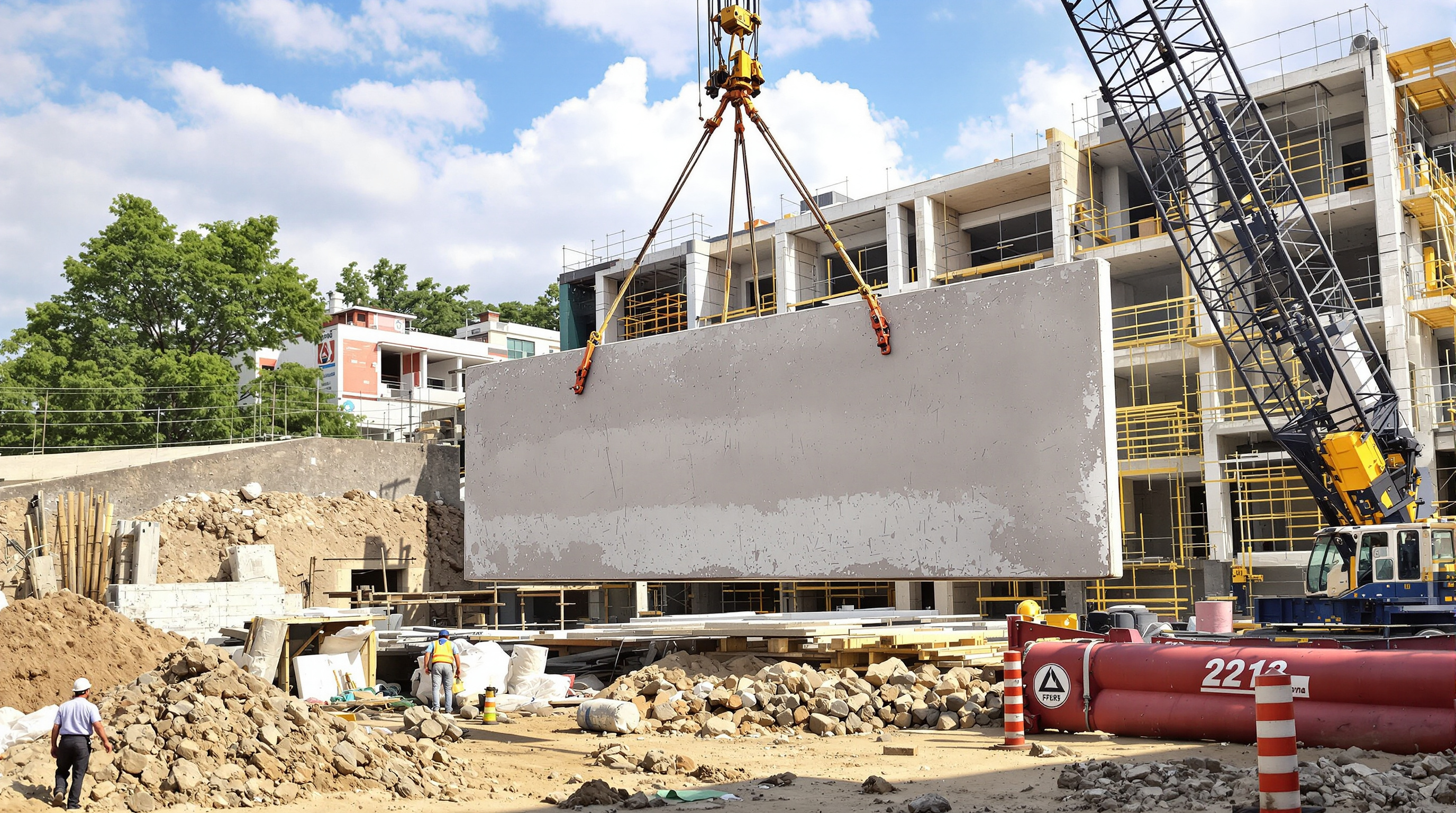 Détail dalle répartition béton armé pose chantier