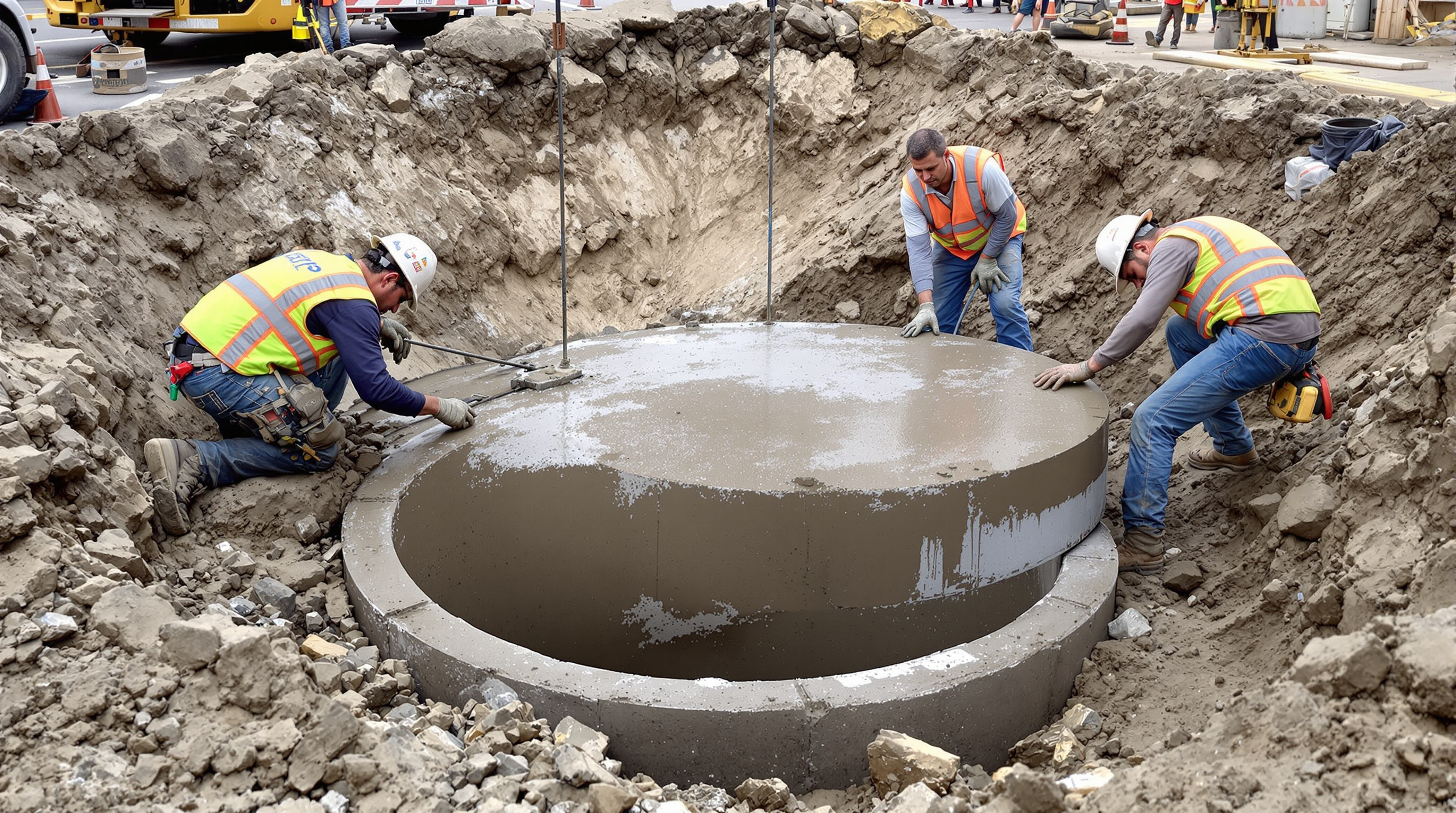 Installation d'un regard béton sur chantier PACA